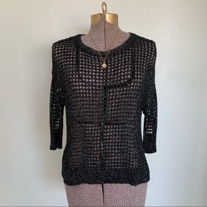 Express Black & Silver Mesh Top - Size XS